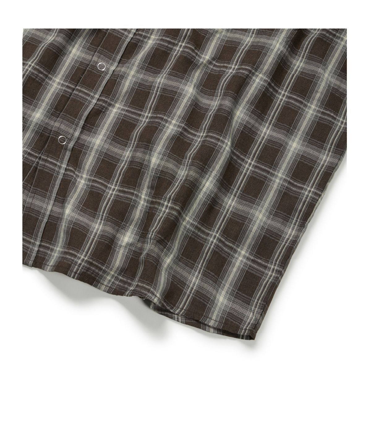 이티씨이(ETCE) TWO POCKET CHECK HALF SHIRT (BROWN)