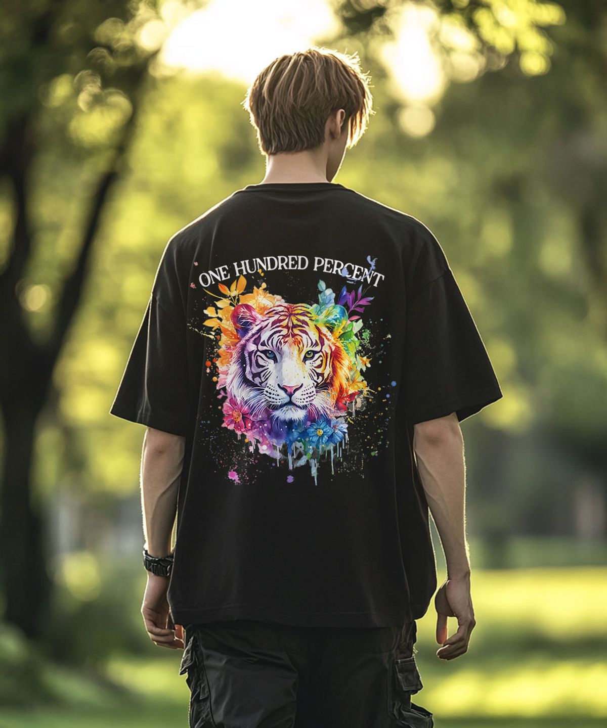 원헌드레드퍼센트(OHP) OHPxHARMONIA b컬러풀타이거 오버핏 반팔티 (4XL)