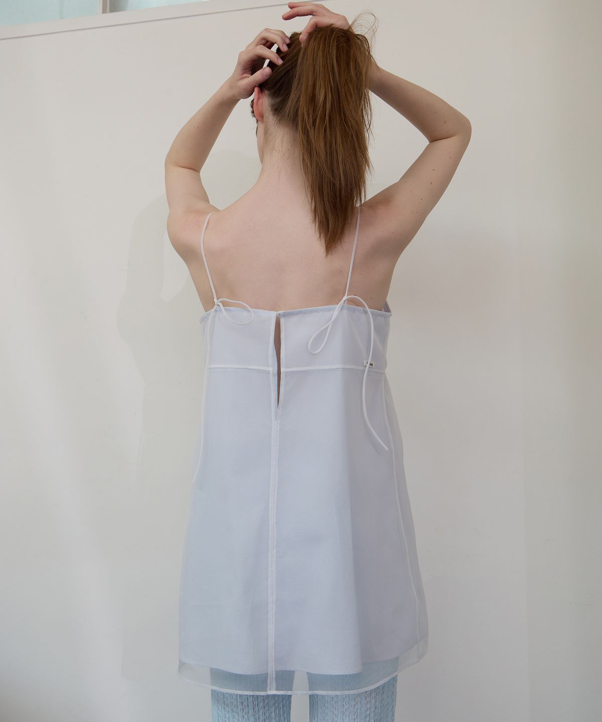 르바(LEVAR) Layered Sheer Slip Dress - Powder Blue