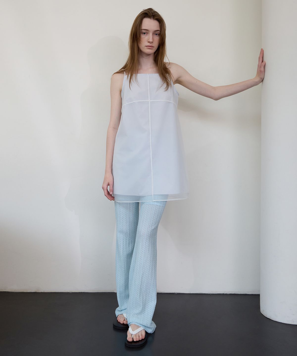 르바(LEVAR) Layered Sheer Slip Dress - Powder Blue
