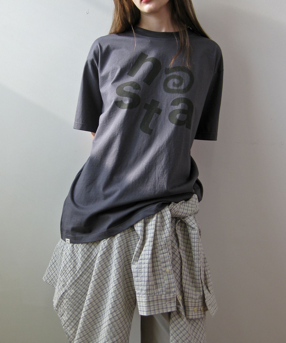 나츠(NAATS) At logo oversized t-shirt, chacoal