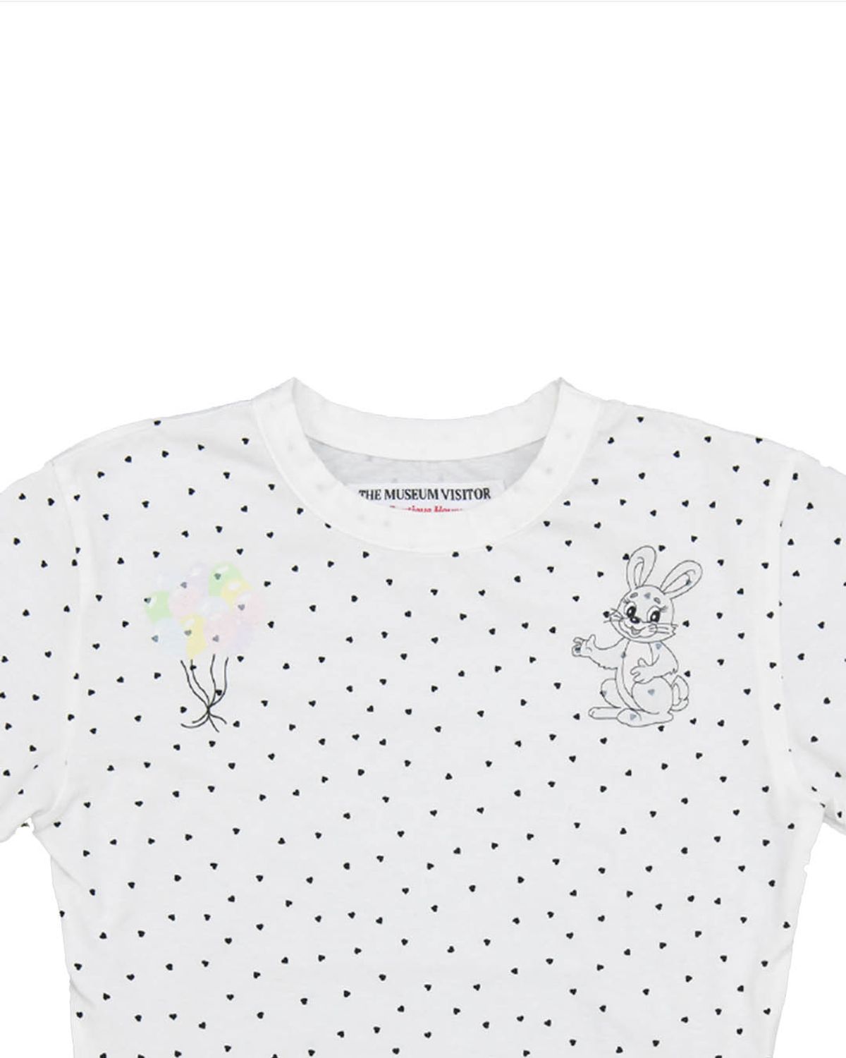 더뮤지엄비지터(THEMUSEUMVISITOR) RABBIT PRINTED HEART T-SHIRTS (WHITE)