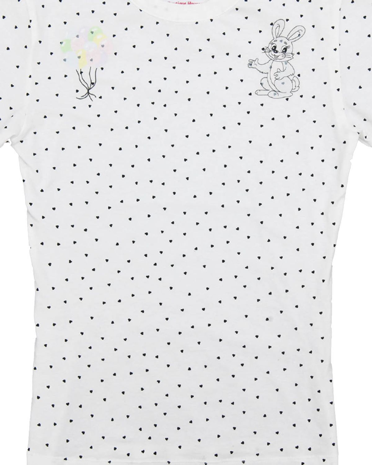 더뮤지엄비지터(THEMUSEUMVISITOR) RABBIT PRINTED HEART T-SHIRTS (WHITE)