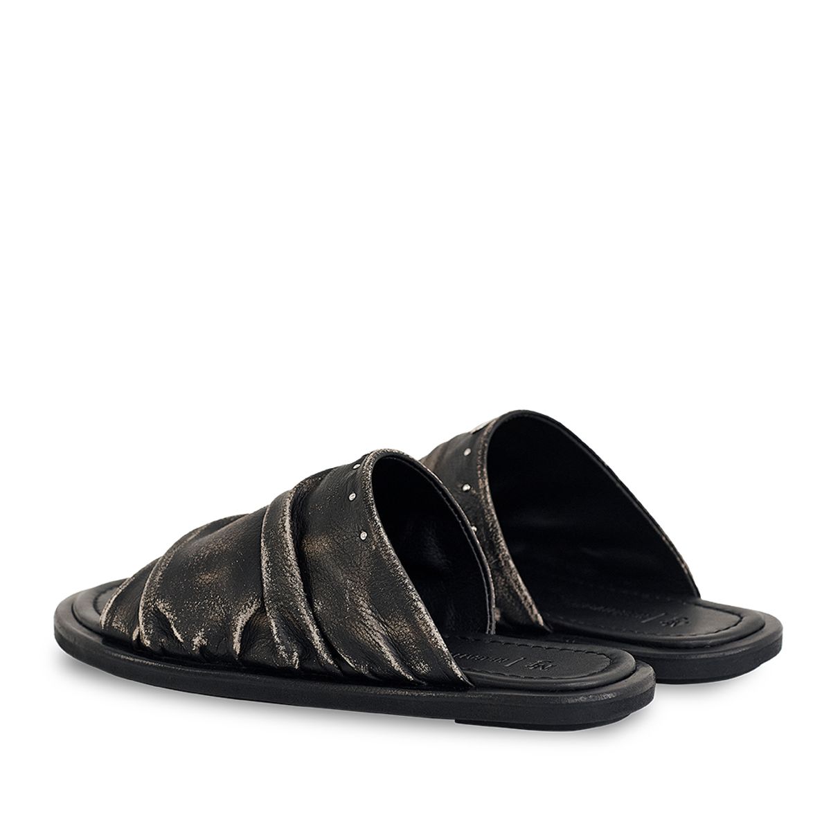 네거티브쓰리(NEGATIVETHREE) Slouchy Cowskin Slides_Black Beige