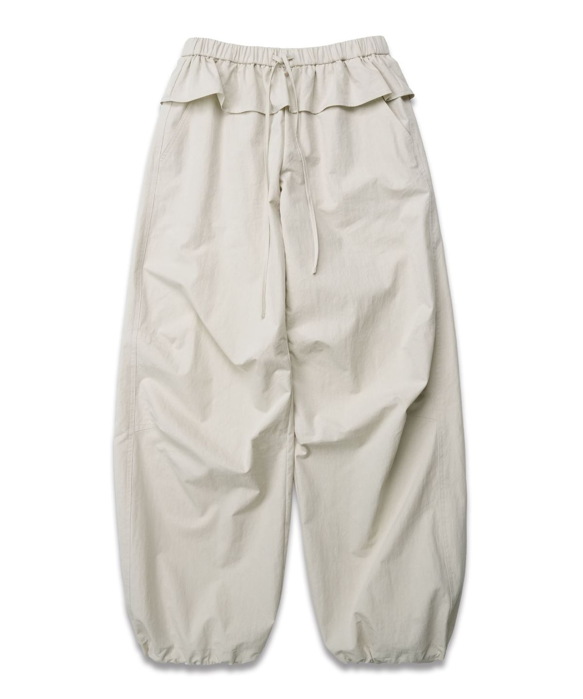 도프셉(DOFFSEPT) Frill Edge Nylon Pants in Beige