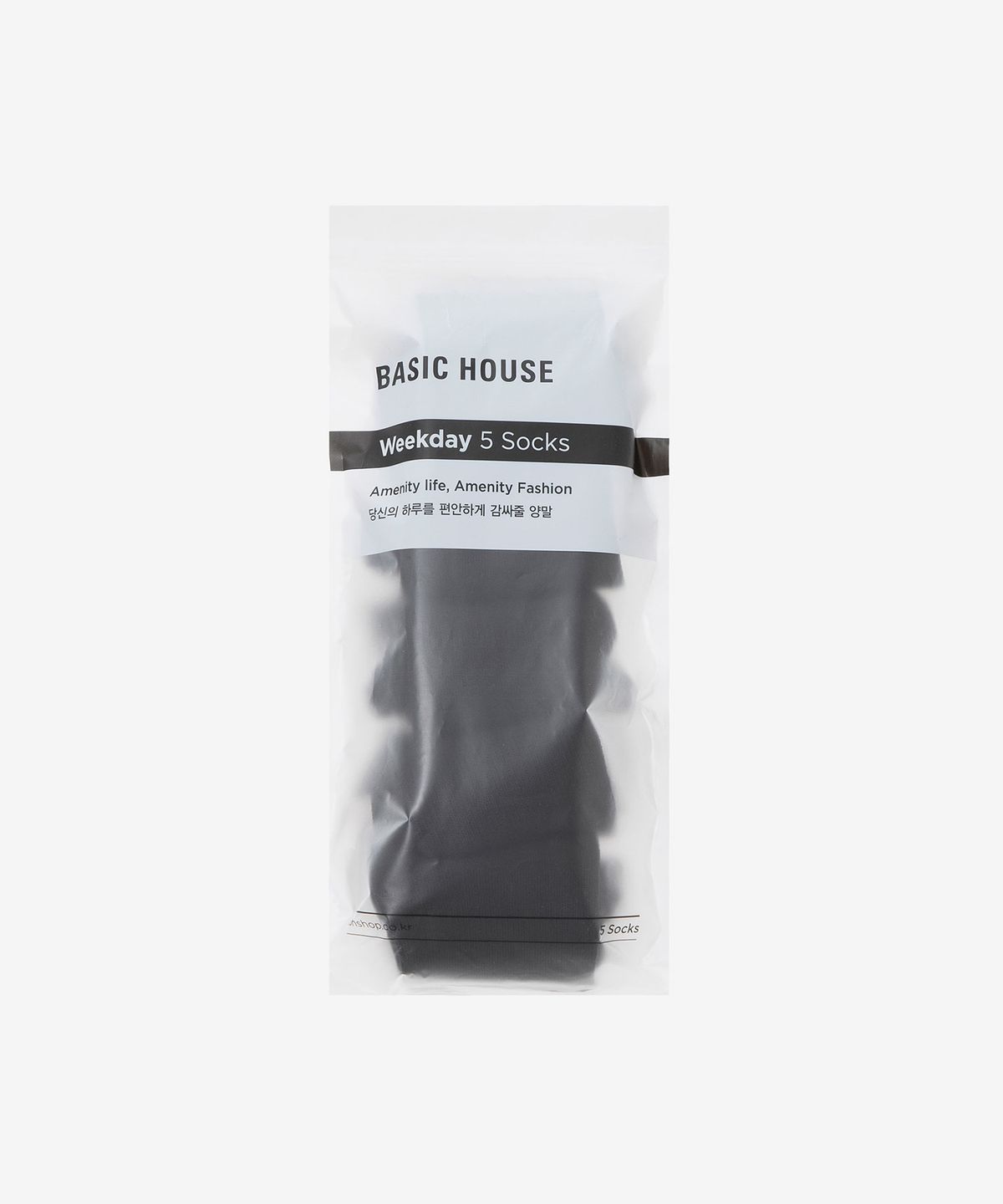 베이직하우스(BASIC HOUSE) [5PACK] 크루 삭스 5족 패키지 [블랙] LASC0001