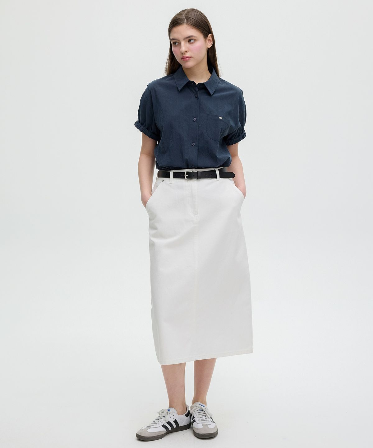 올리브 데 올리브(OLIVE DES OLIVE) H라인 화이트 데님 스커트 OJ5MS4360