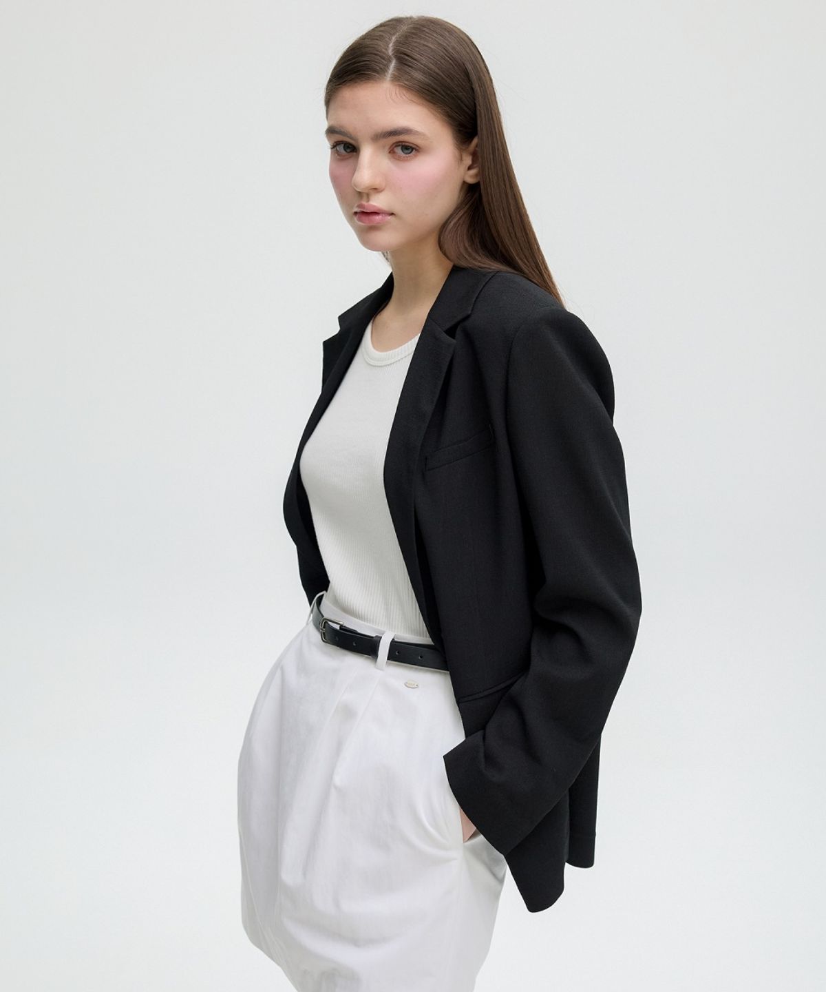 올리브 데 올리브(OLIVE DES OLIVE) 라펠카라 오버핏 슬리브 자켓 OW5MJ4380