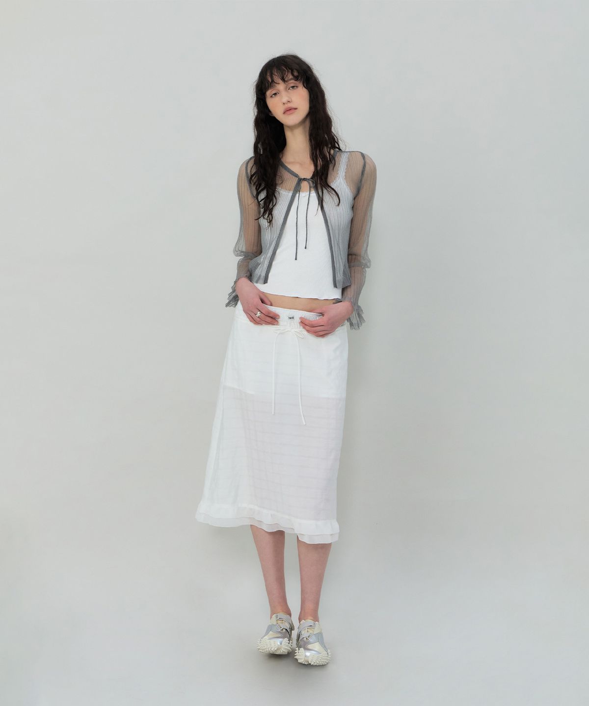 그로브(GROVE) DION SHEER CARDIGAN (GREY)