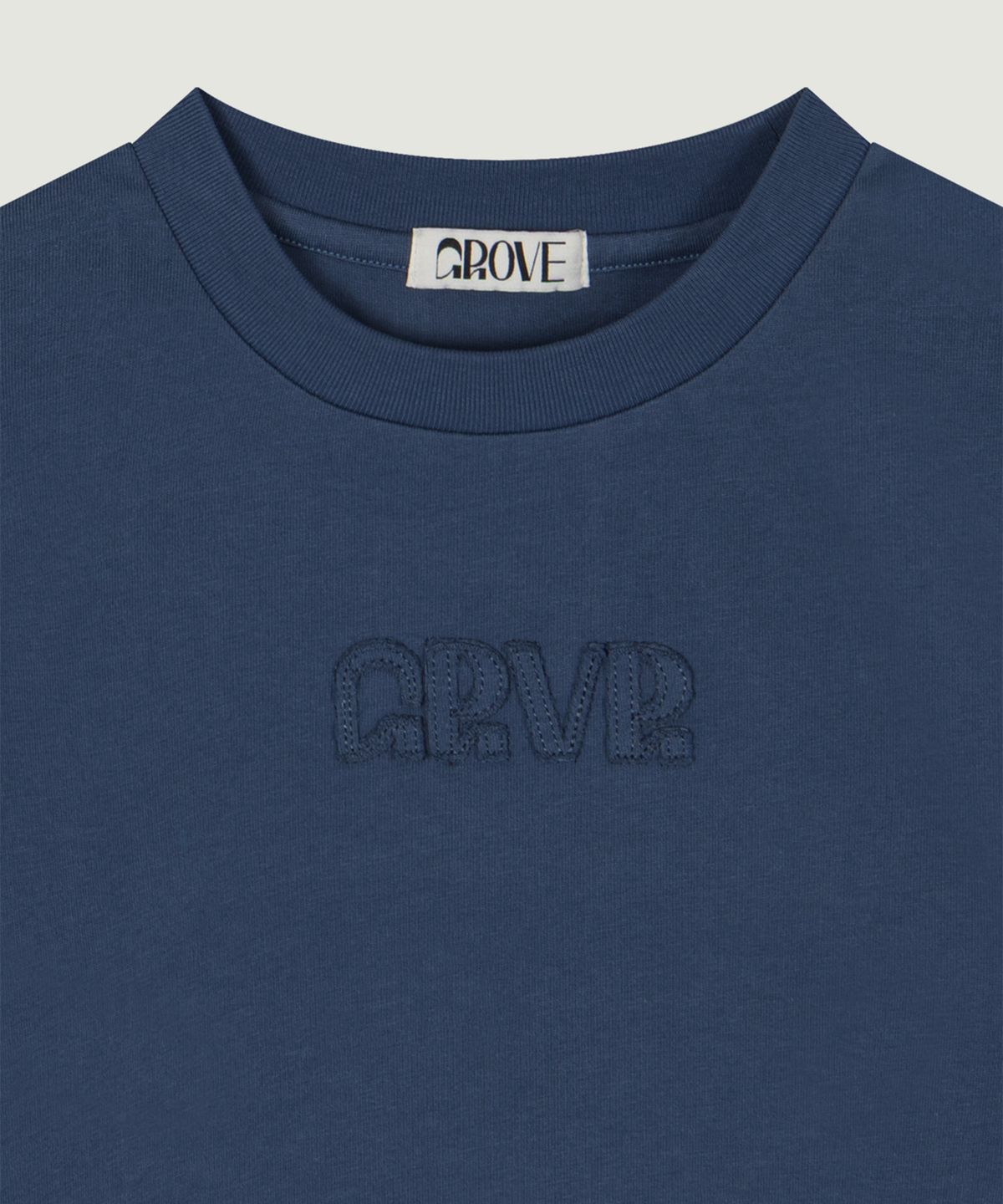 그로브(GROVE) GRVR APPLIQUE T-SHIRT (BLUE)