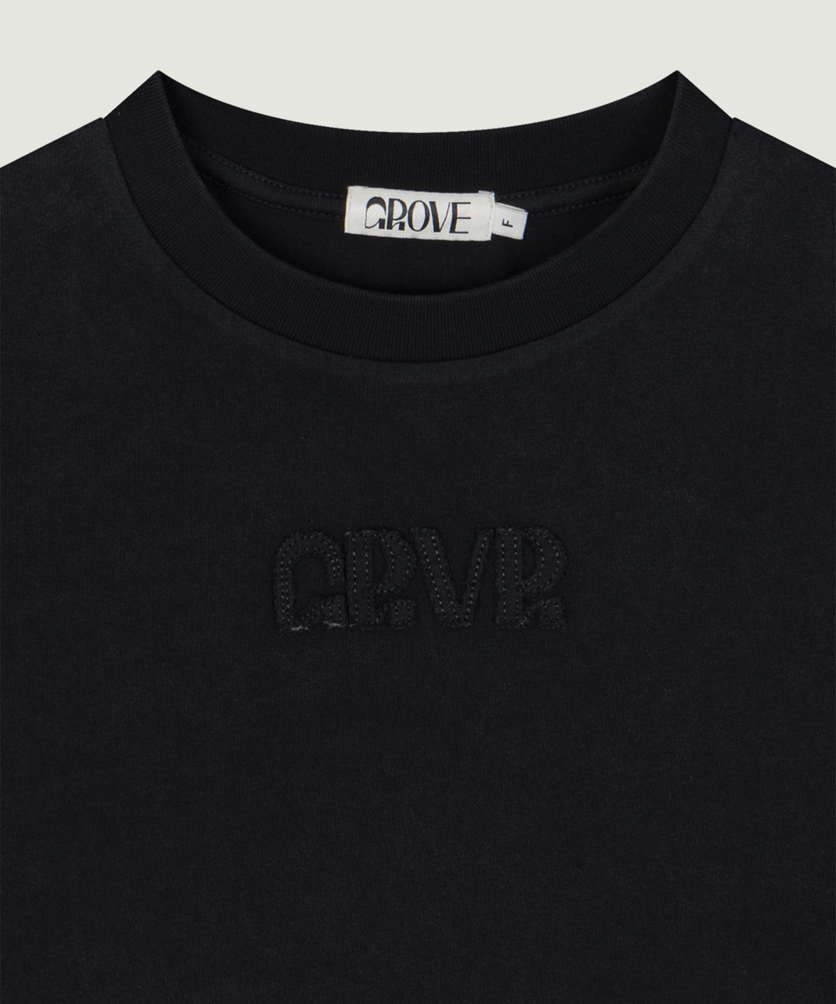 그로브(GROVE) GRVR APPLIQUE T-SHIRT (BLACK)