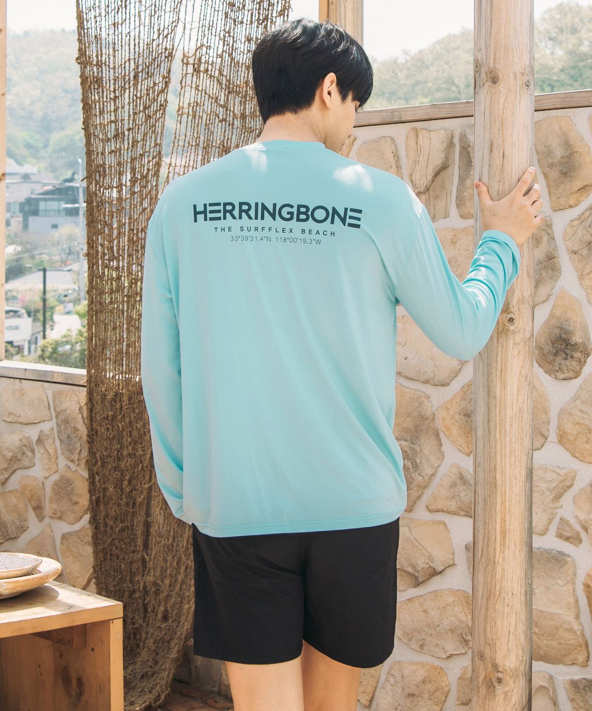 헤링본(HERRINGBONE) [SET] 루즈핏 래쉬가드&워셔 쿨링 베이직 쇼츠 RE325+AE300