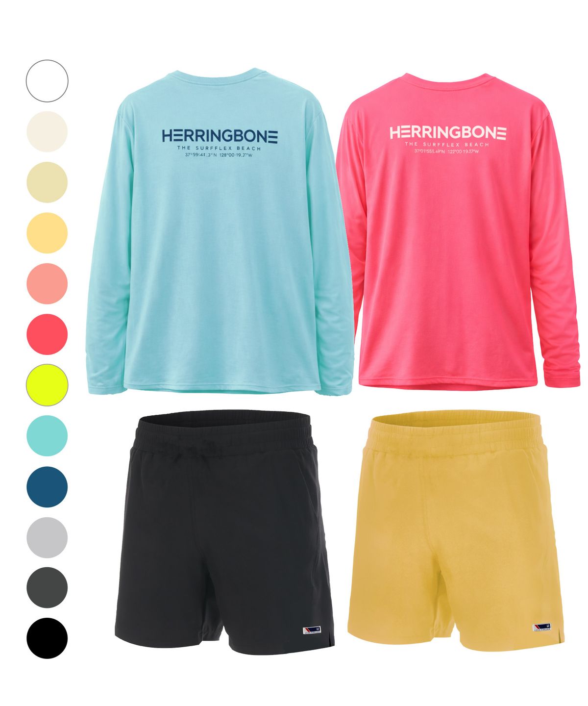 헤링본(HERRINGBONE) [SET] 루즈핏 래쉬가드&워셔 쿨링 베이직 쇼츠 RE325+AE300