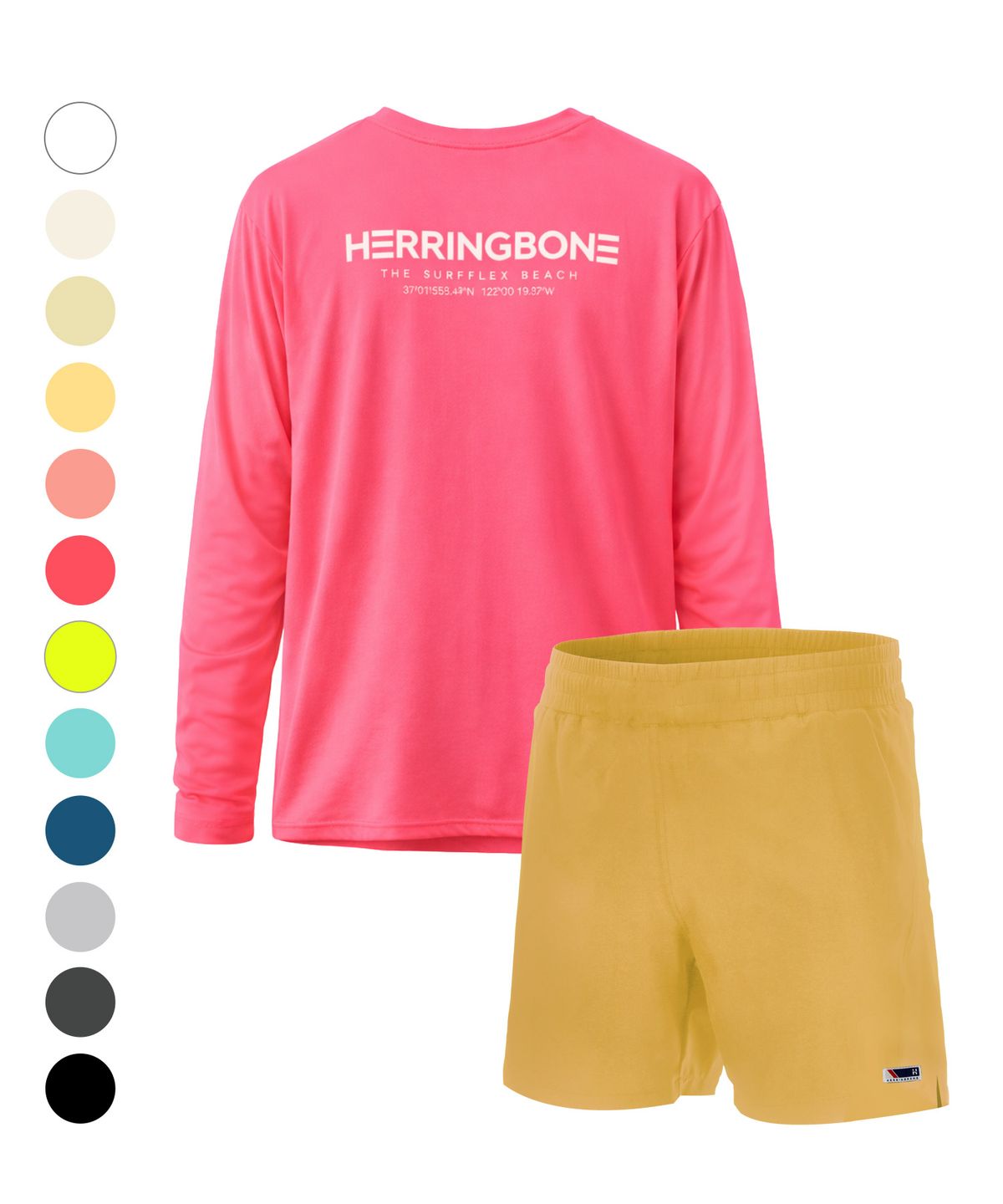 헤링본(HERRINGBONE) [SET] 루즈핏 래쉬가드&워셔 쿨링 베이직 쇼츠 RE325+AE300