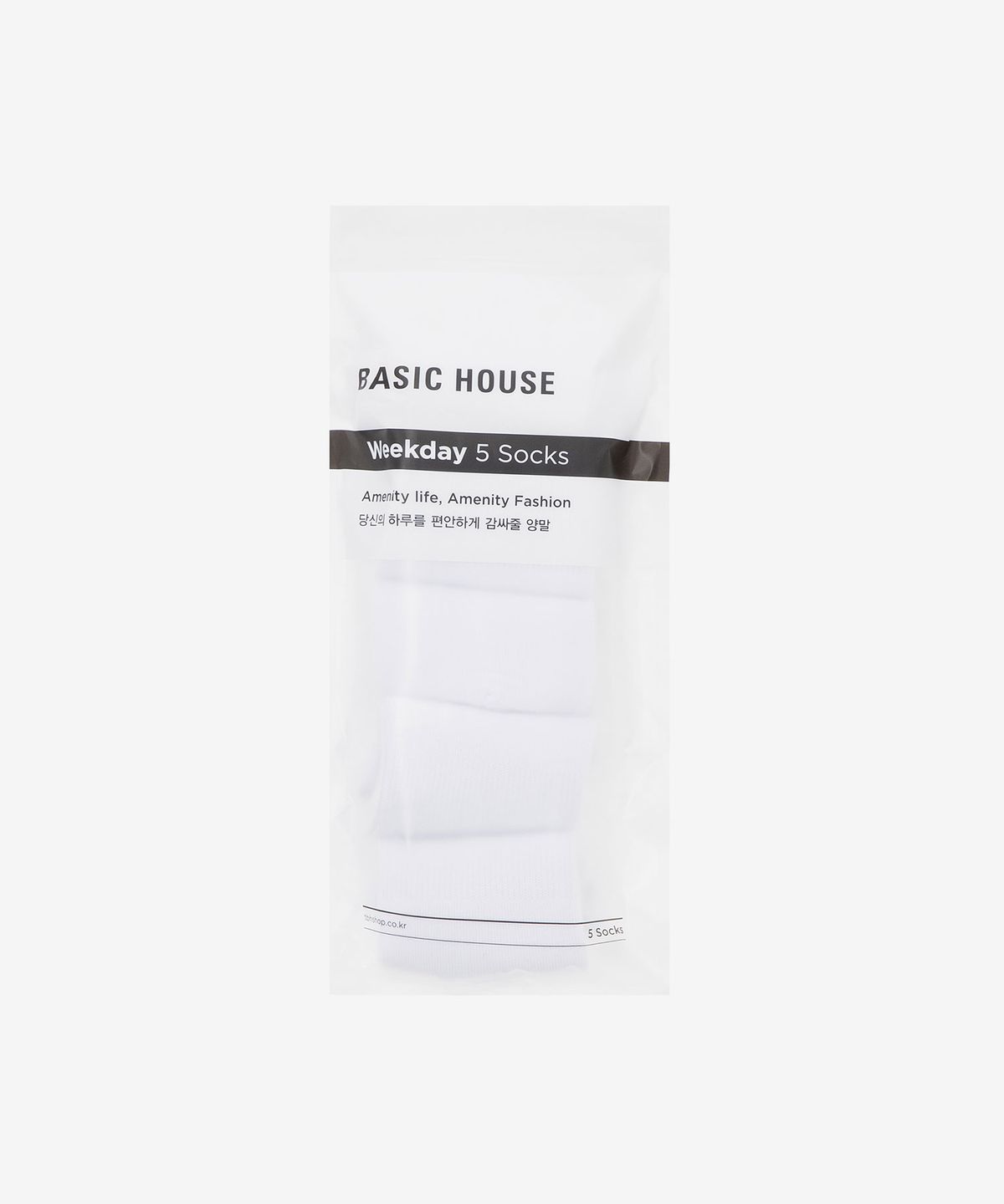 베이직하우스(BASIC HOUSE) [5PACK] 미들 삭스 5족 패키지 화이트
