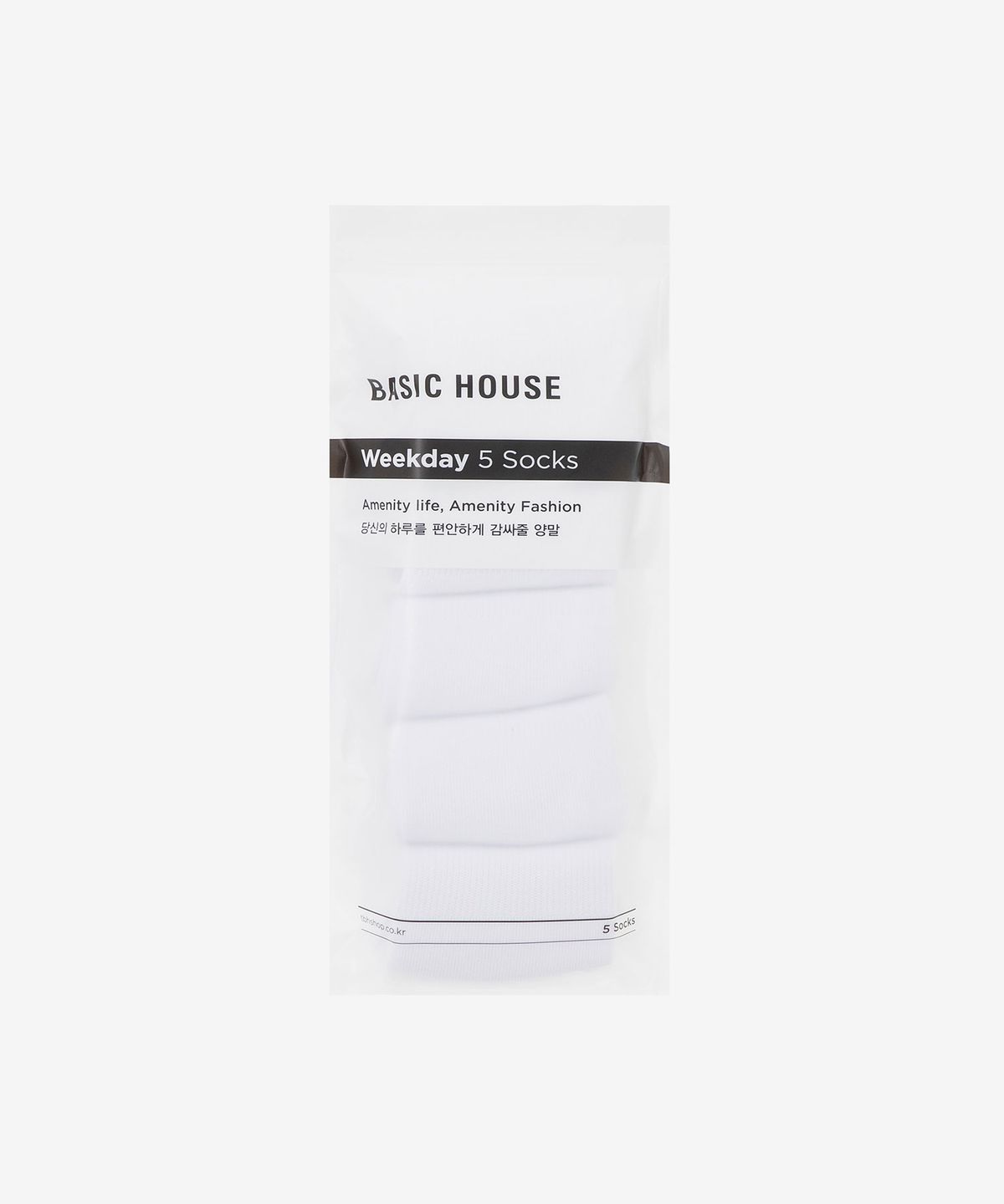 베이직하우스(BASIC HOUSE) [5PACK] 크루 삭스 5족 패키지 [화이트] LASC0001