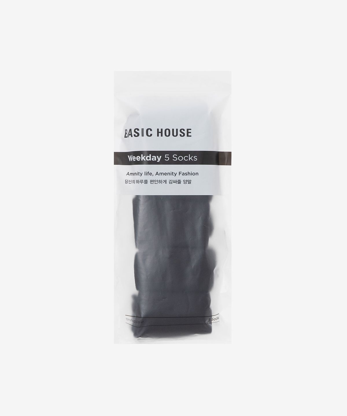 베이직하우스(BASIC HOUSE) [5PACK] 미들 삭스 5족 패키지 블랙