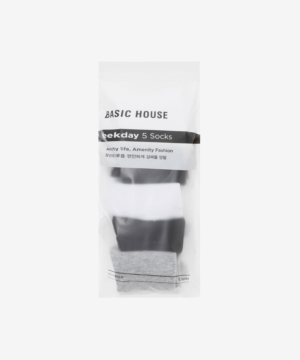 베이직하우스(BASIC HOUSE) [5PACK] 크루 삭스 5족 패키지 [믹스컬러] LASC0001