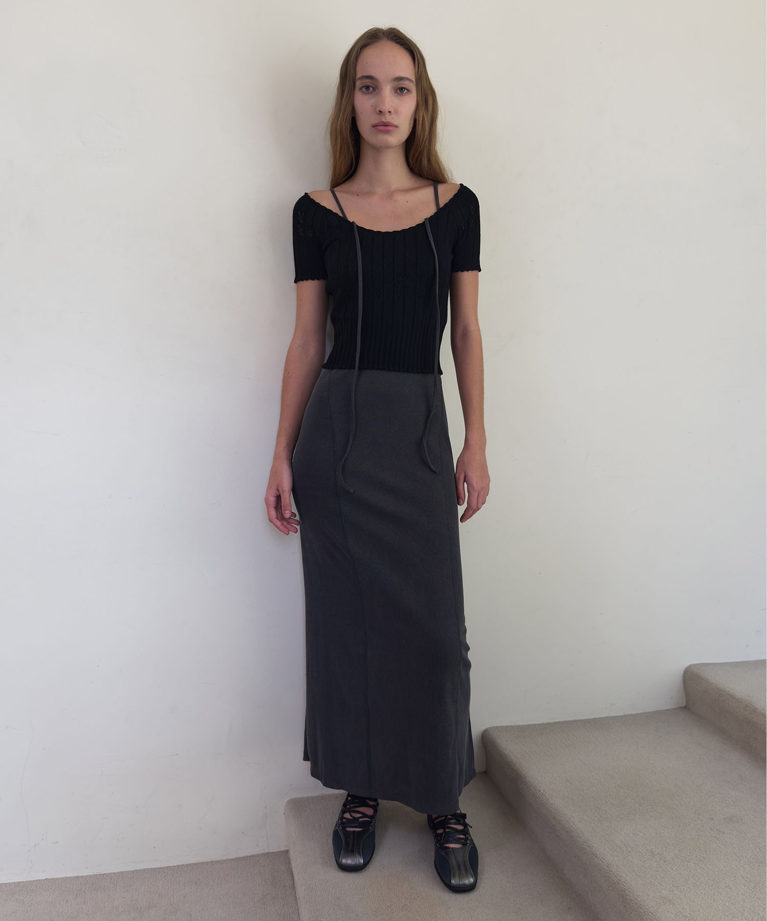 Tシャツ・カットソー DIAGONAL : 25SS / SCALLOP HALF SLEEVE KNIT (2COLORS) MUSINSA | DIAGONAL SCALLOP HALF SLEEVE KNIT (melange grey)