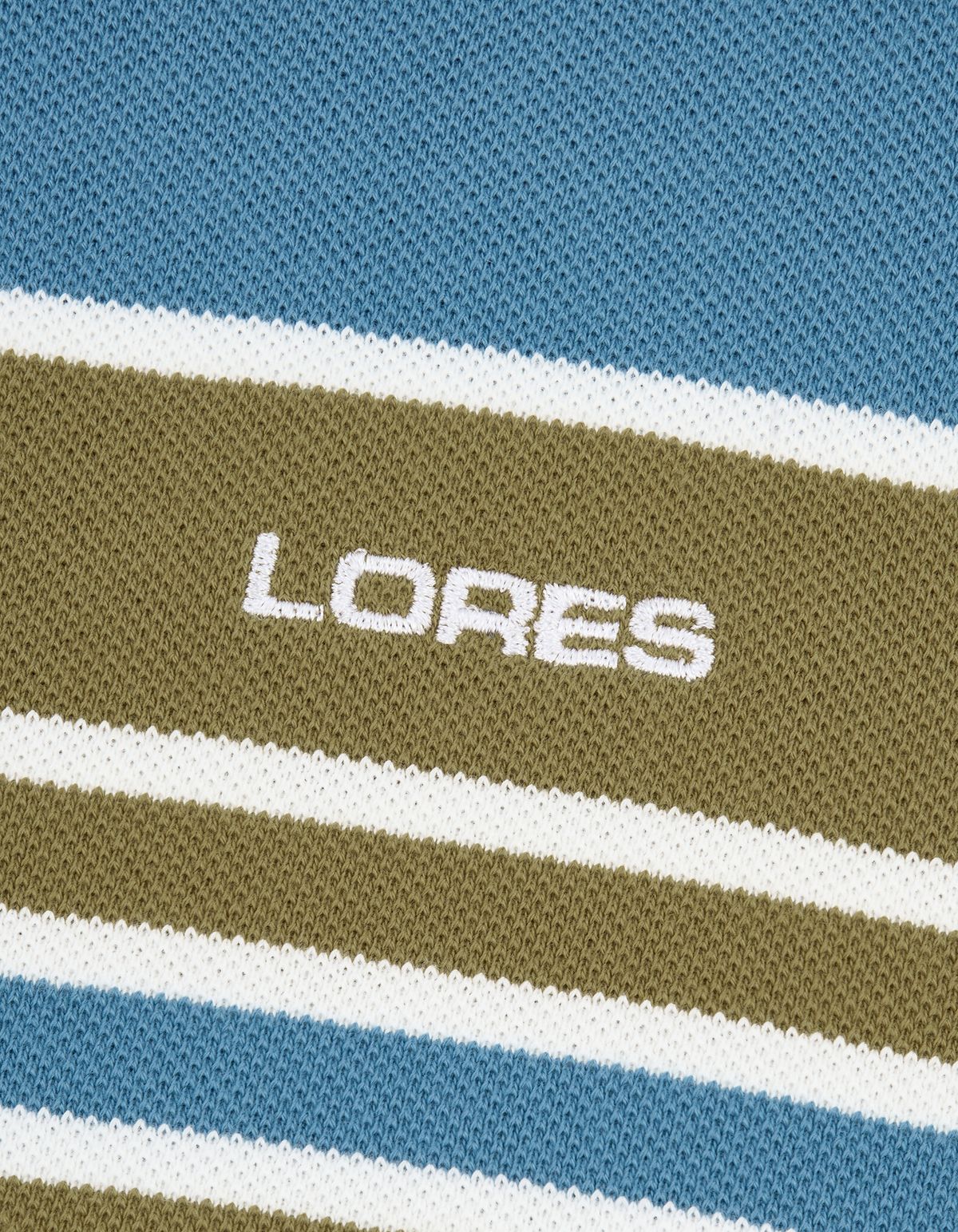로어즈(LORES) Striped Cotton Pique Polo - Olive