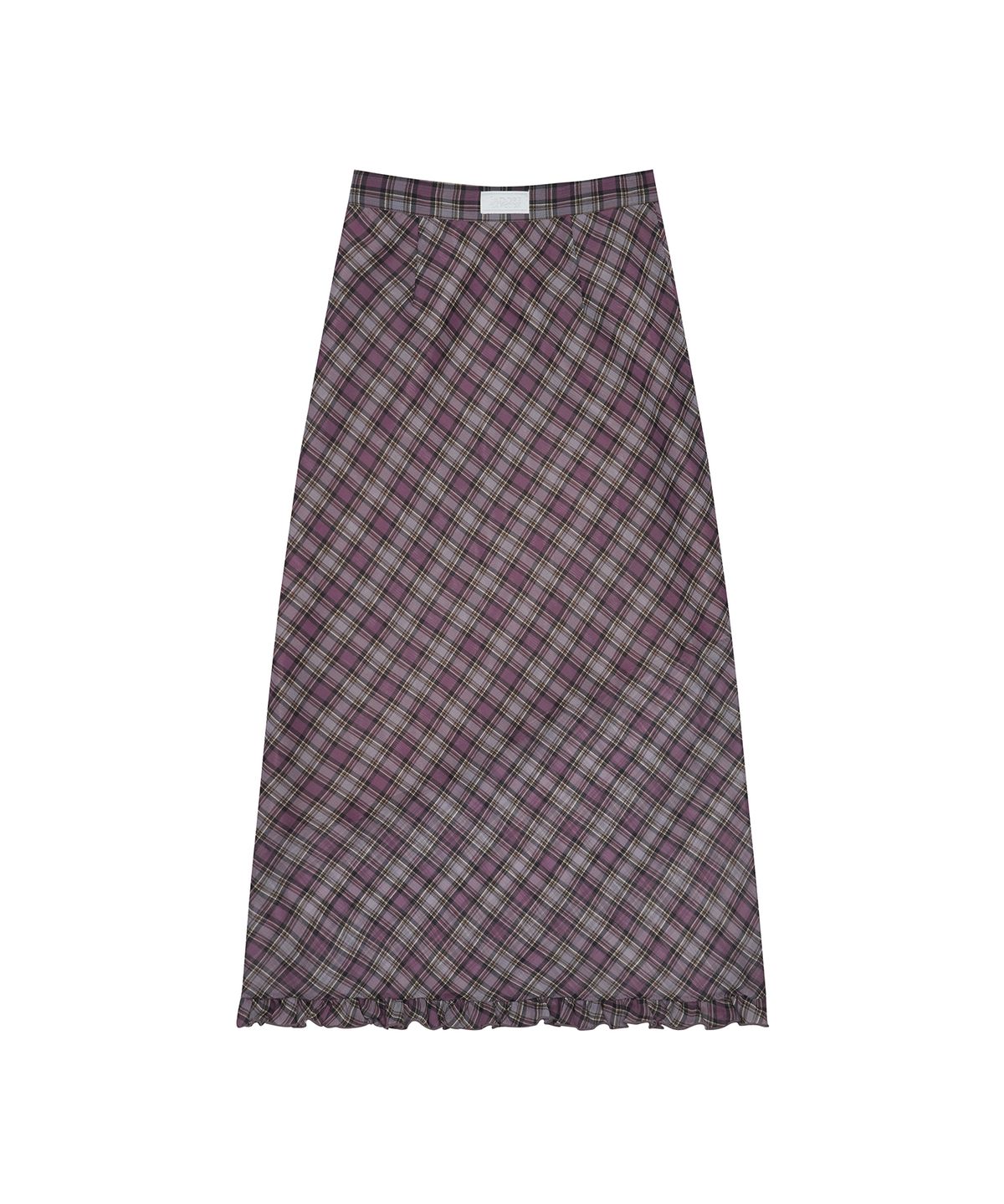 라티젠(LARTIGENT) L17 FRILL CHECK LONG SKIRT(PURPLE)