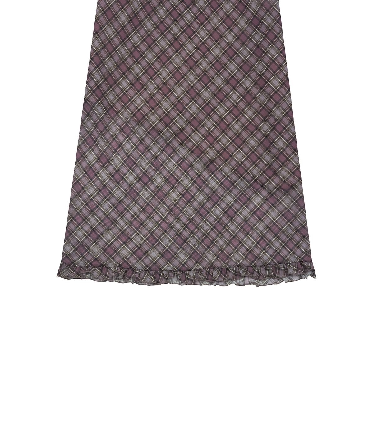 라티젠(LARTIGENT) L17 FRILL CHECK LONG SKIRT(PURPLE)