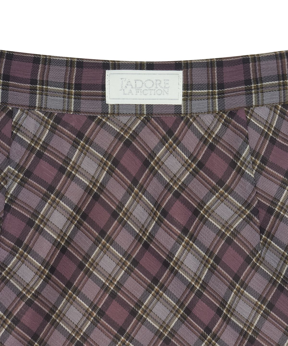 라티젠(LARTIGENT) L17 FRILL CHECK LONG SKIRT(PURPLE)