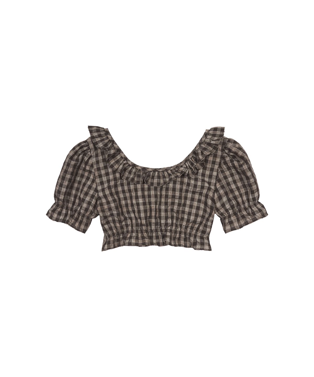 라티젠(LARTIGENT) L17 PUFF CROP BLOUSE(BROWN)