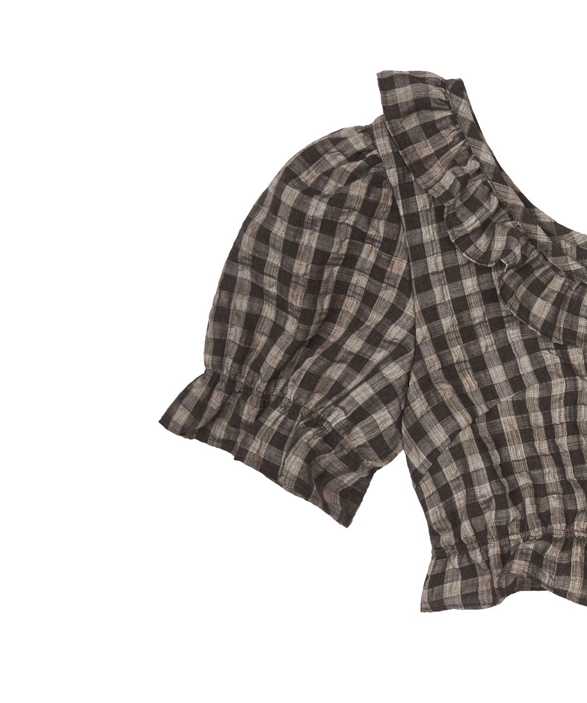 라티젠(LARTIGENT) L17 PUFF CROP BLOUSE(BROWN)
