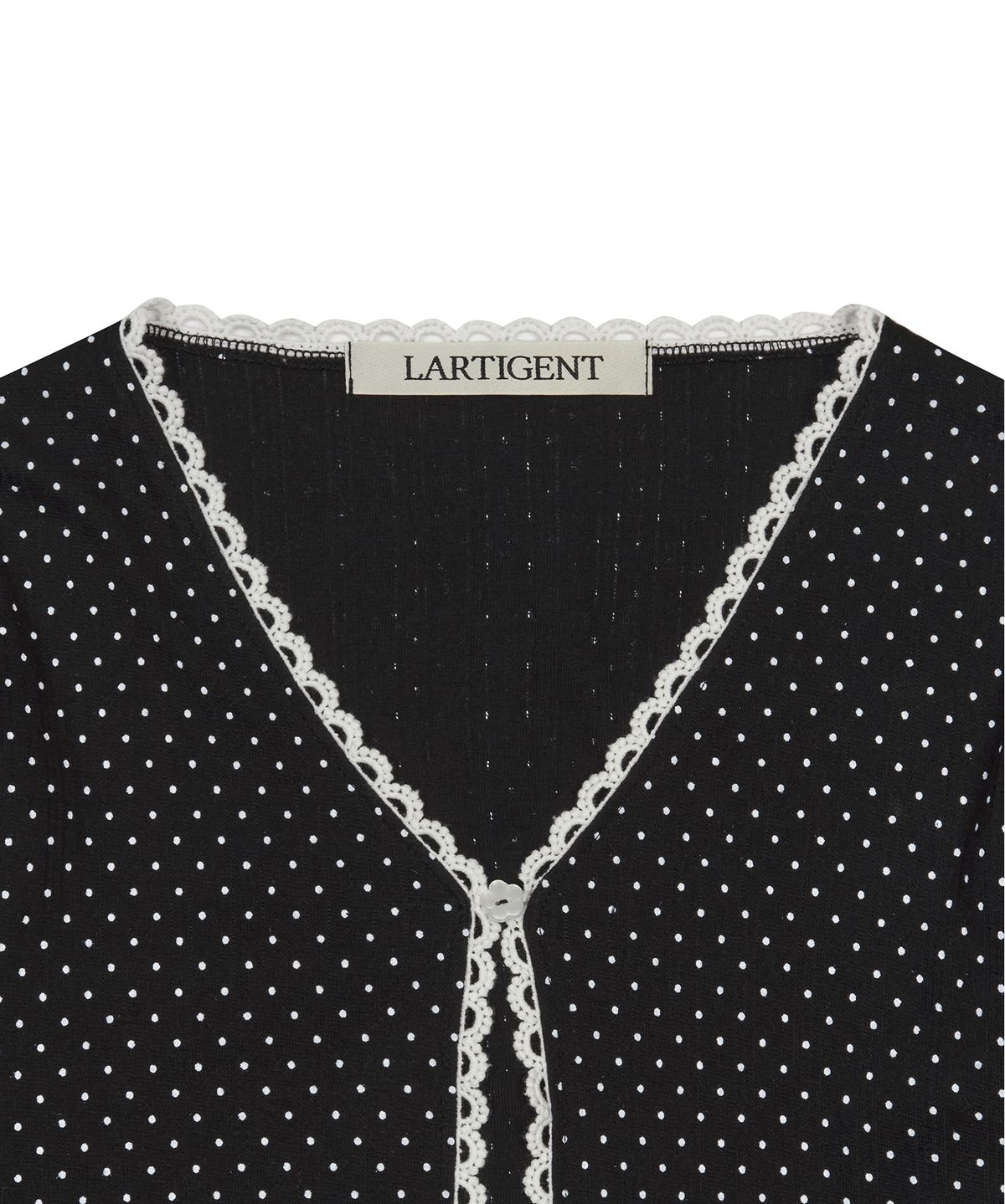 라티젠(LARTIGENT) L17 DOT LACE CARDIGAN(BLACK)
