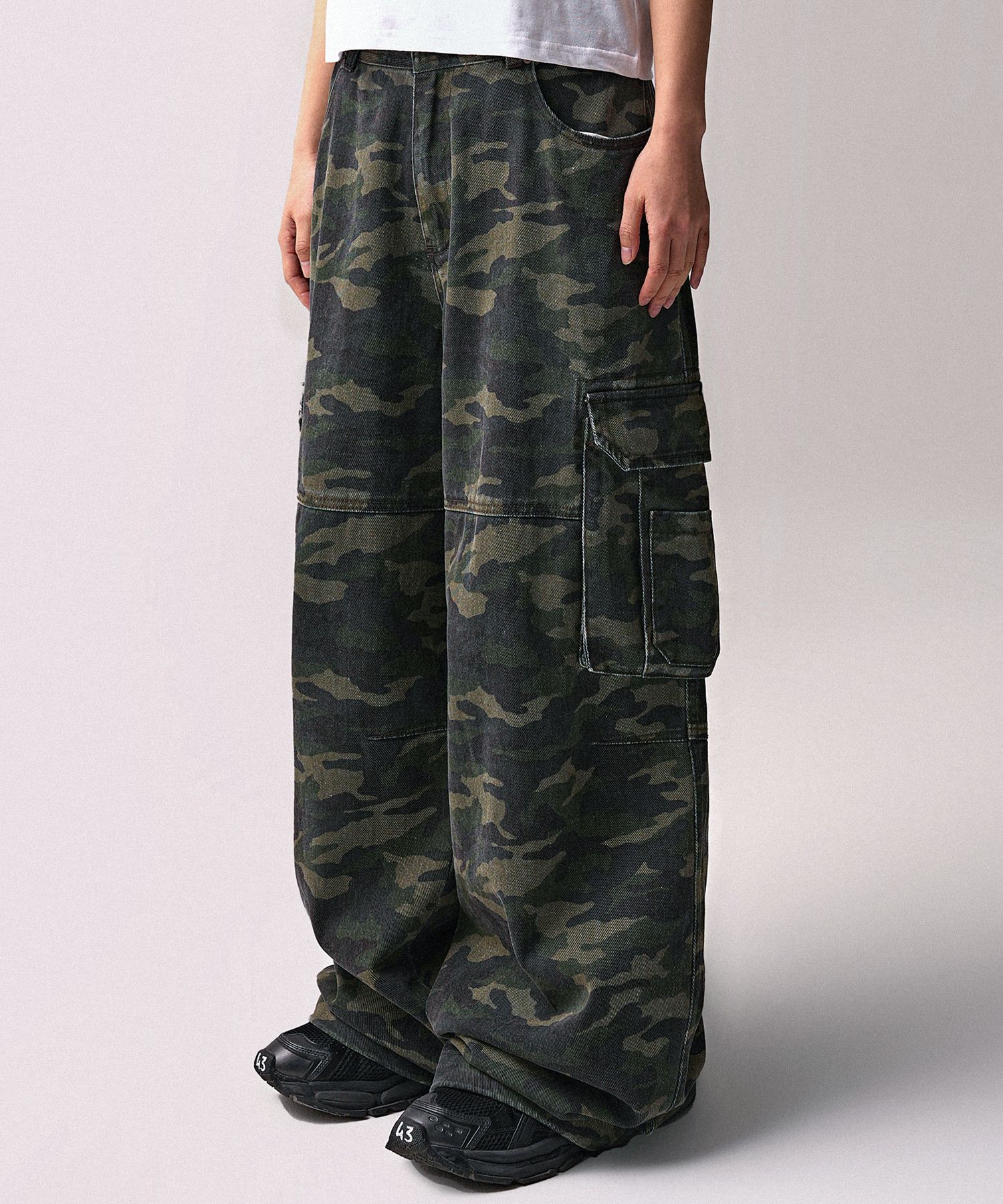 MUSINSA | ZENDUST Army Wide Cargo Pants BLACK CAMO