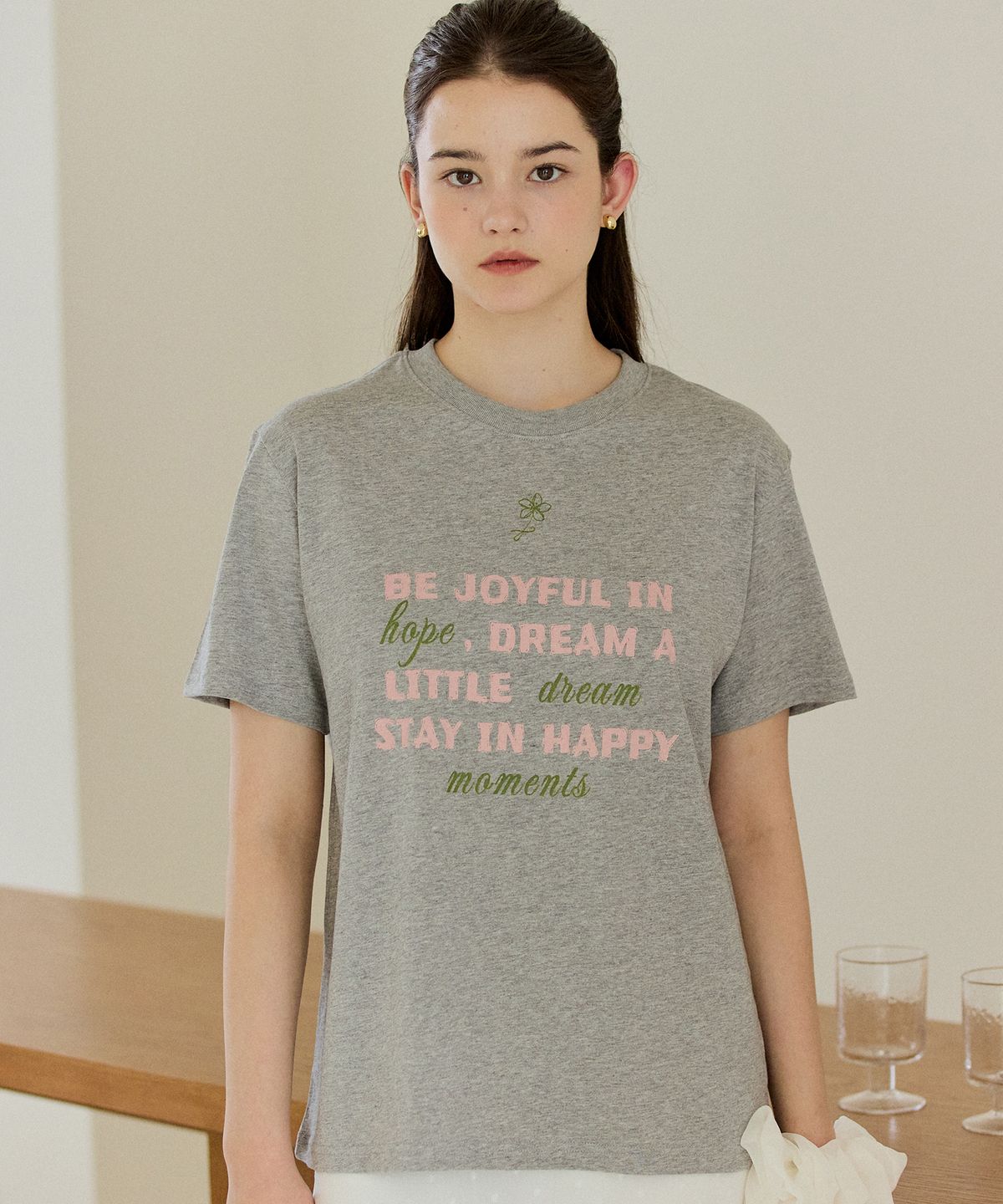 엽페(YUPPE) JOYFUL FLOWER T-SHIRT_GRAY