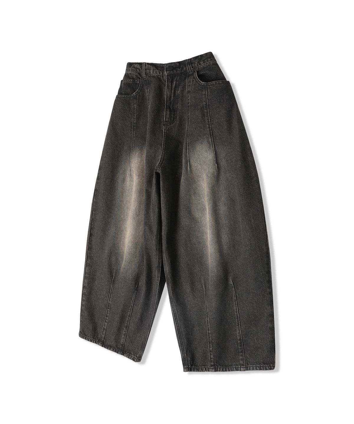 젠더스트(ZENDUST) Lun Super Wide Dart Denim Pants BLACK