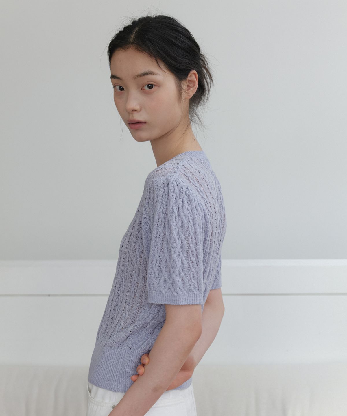 엽페(YUPPE) FISHERMAN PUFF KNIT_SKY BLUE