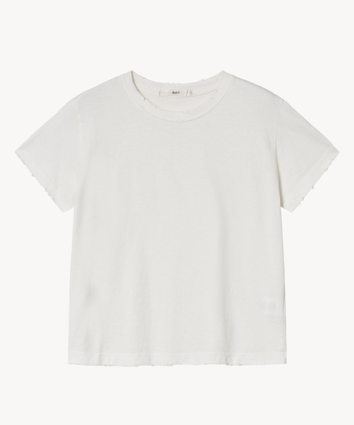 레이디 볼륨(LADY VOLUME) 디스트레스트 워싱 티셔츠 (WHITE)