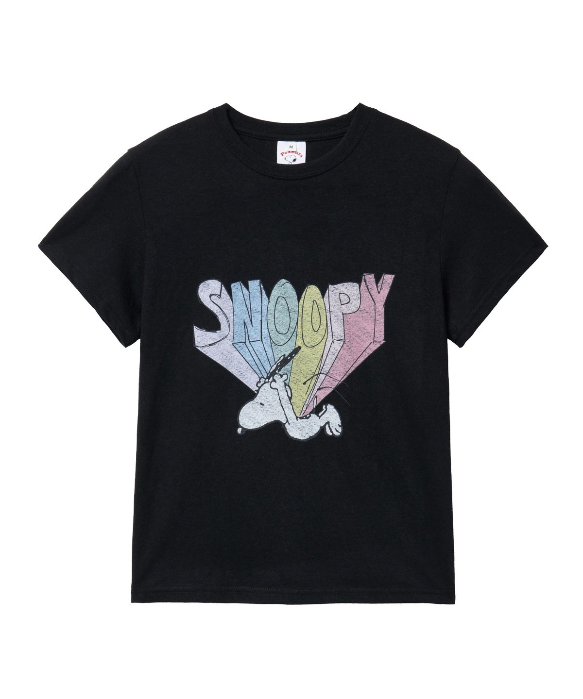 레이디 볼륨(LADY VOLUME) 레인보우 드롭 스누피 티셔츠 (BLACK)