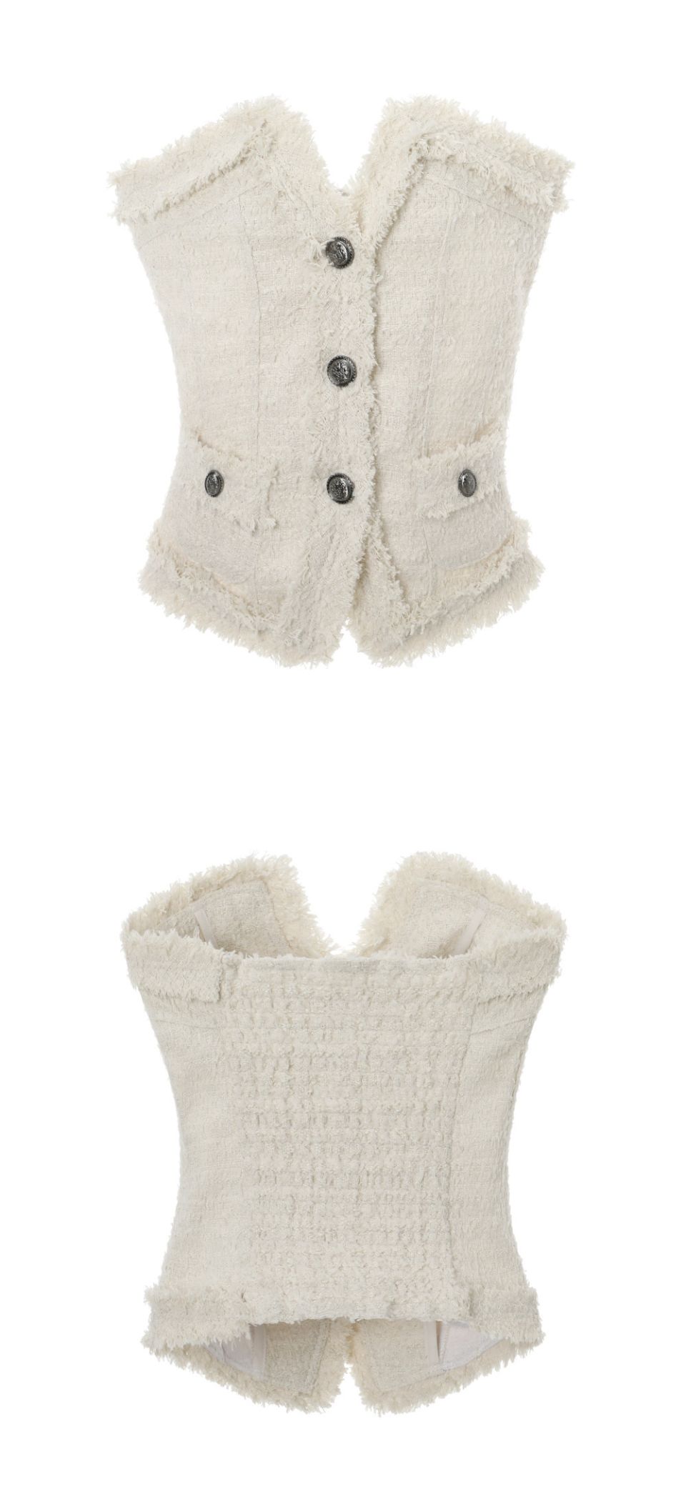 MUSINSA | KHAKIPOINT Antique Tweed Top (ivory)