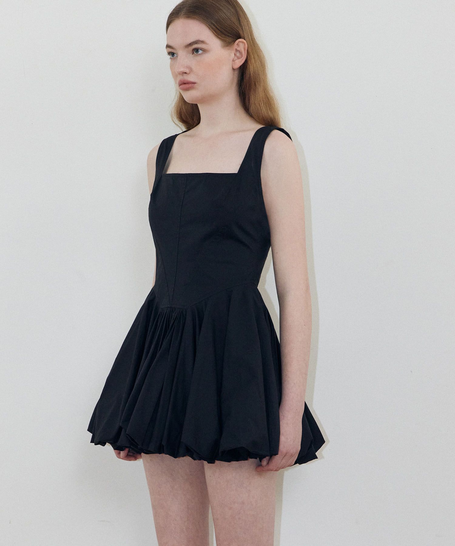 MUSINSA | LADY VOLUME Square Balloon Mini Dress (BLACK)