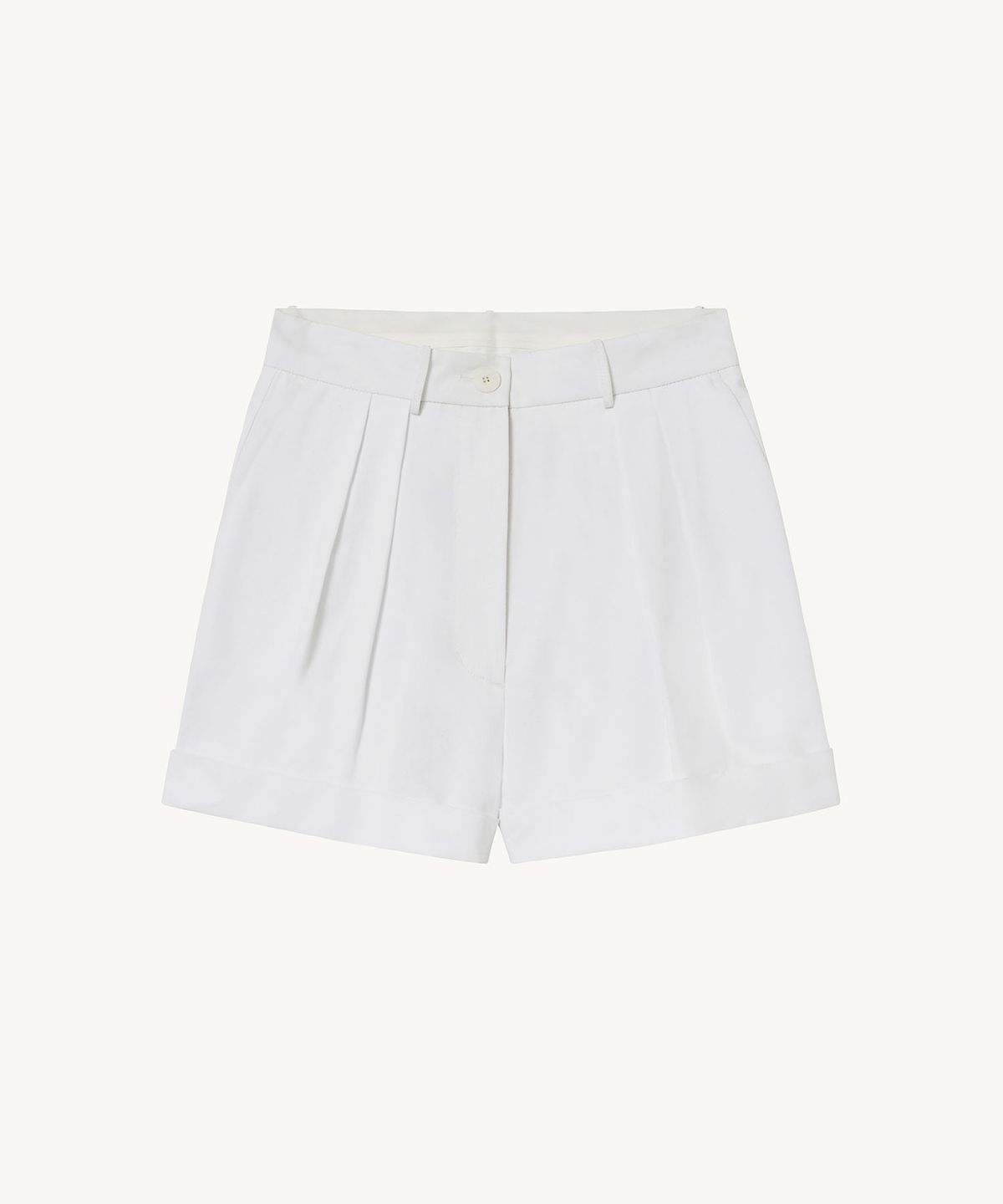레이디 볼륨(LADY VOLUME) 플리츠 턴업 팬츠 (WHITE)
