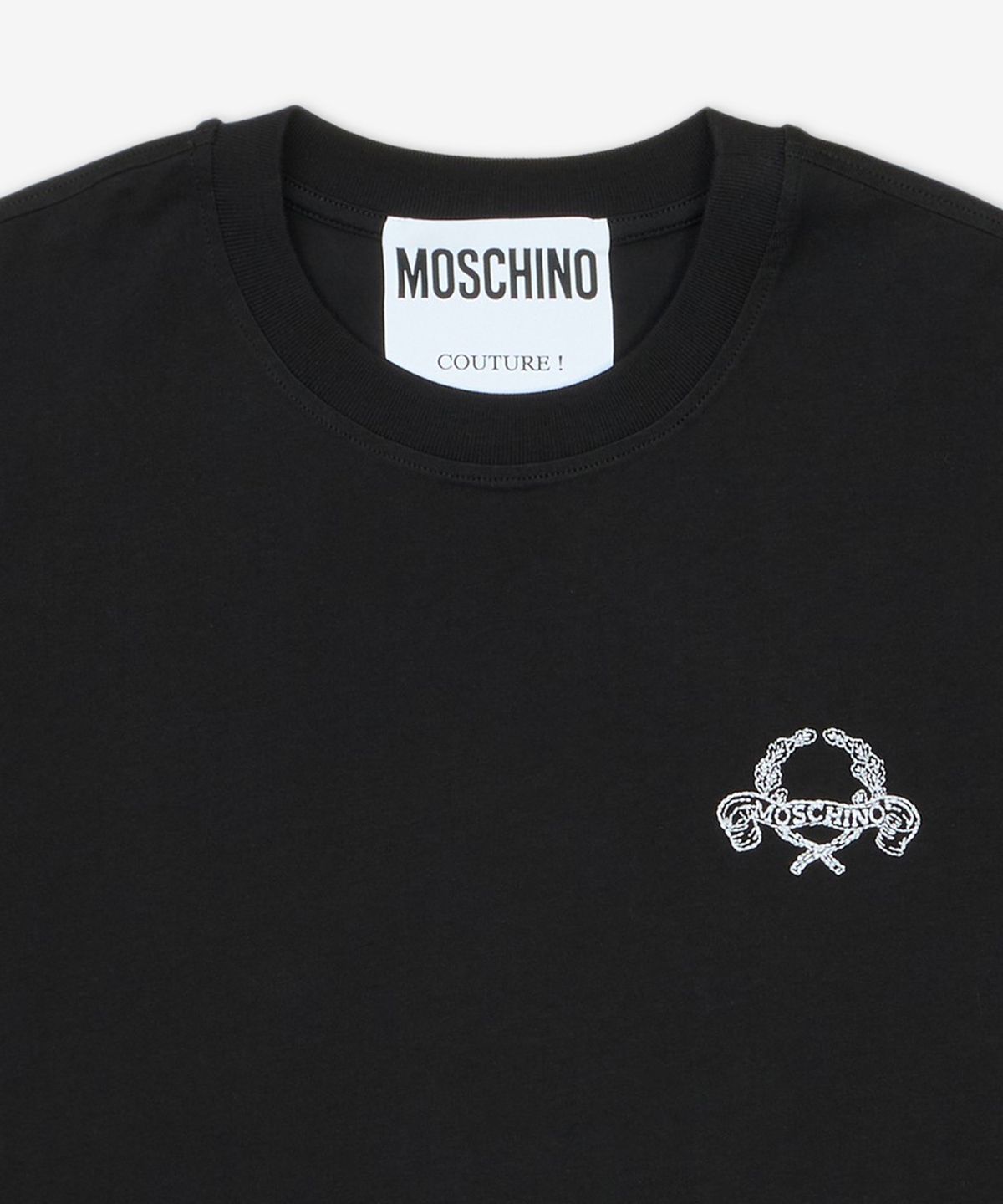 모스키노(MOSCHINO) 로고 크롭 티셔츠 - 블랙 / AEF251EA071005412555