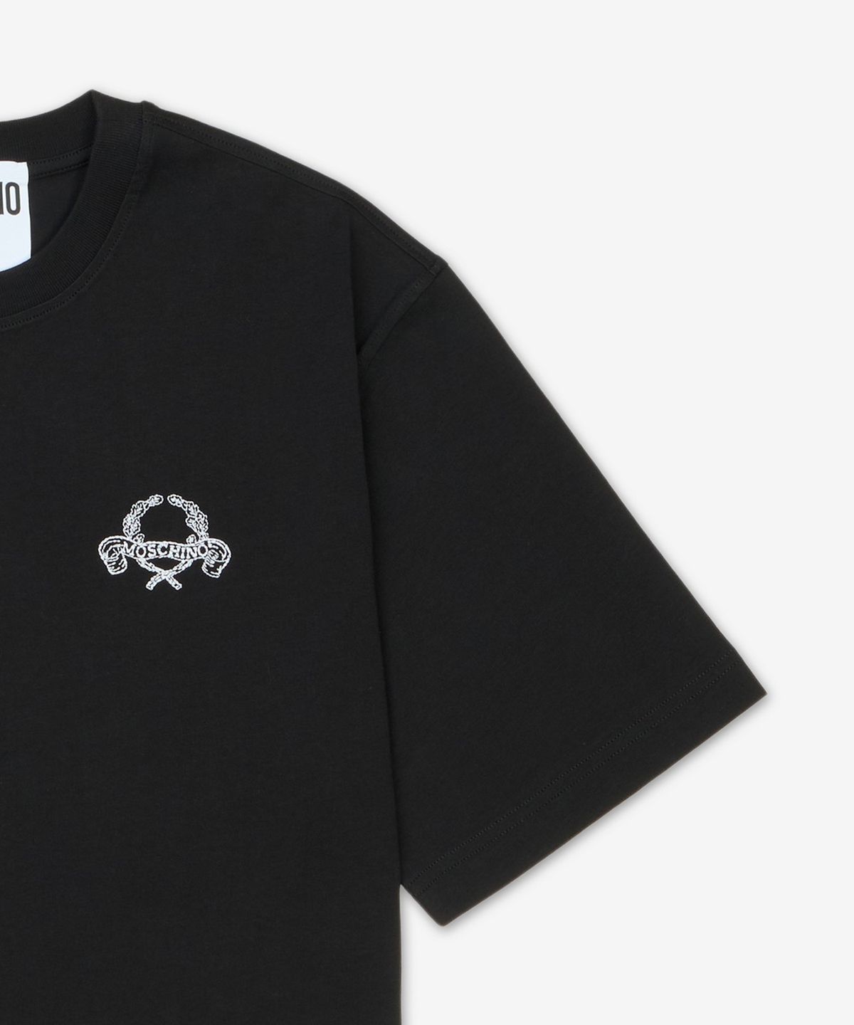 모스키노(MOSCHINO) 로고 크롭 티셔츠 - 블랙 / AEF251EA071005412555