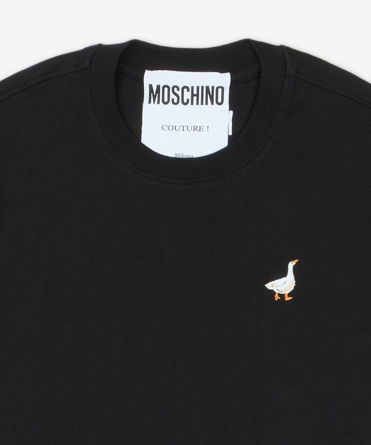 모스키노(MOSCHINO) 구스 자수 티셔츠 - 블랙 / AEF251EA071405413555
