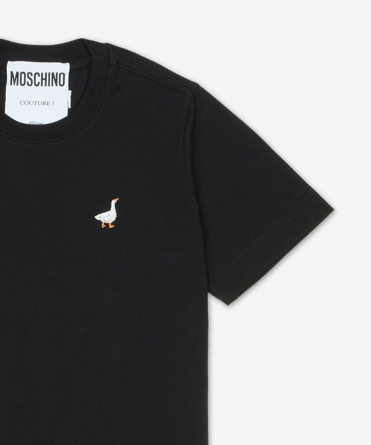 모스키노(MOSCHINO) 구스 자수 티셔츠 - 블랙 / AEF251EA071405413555