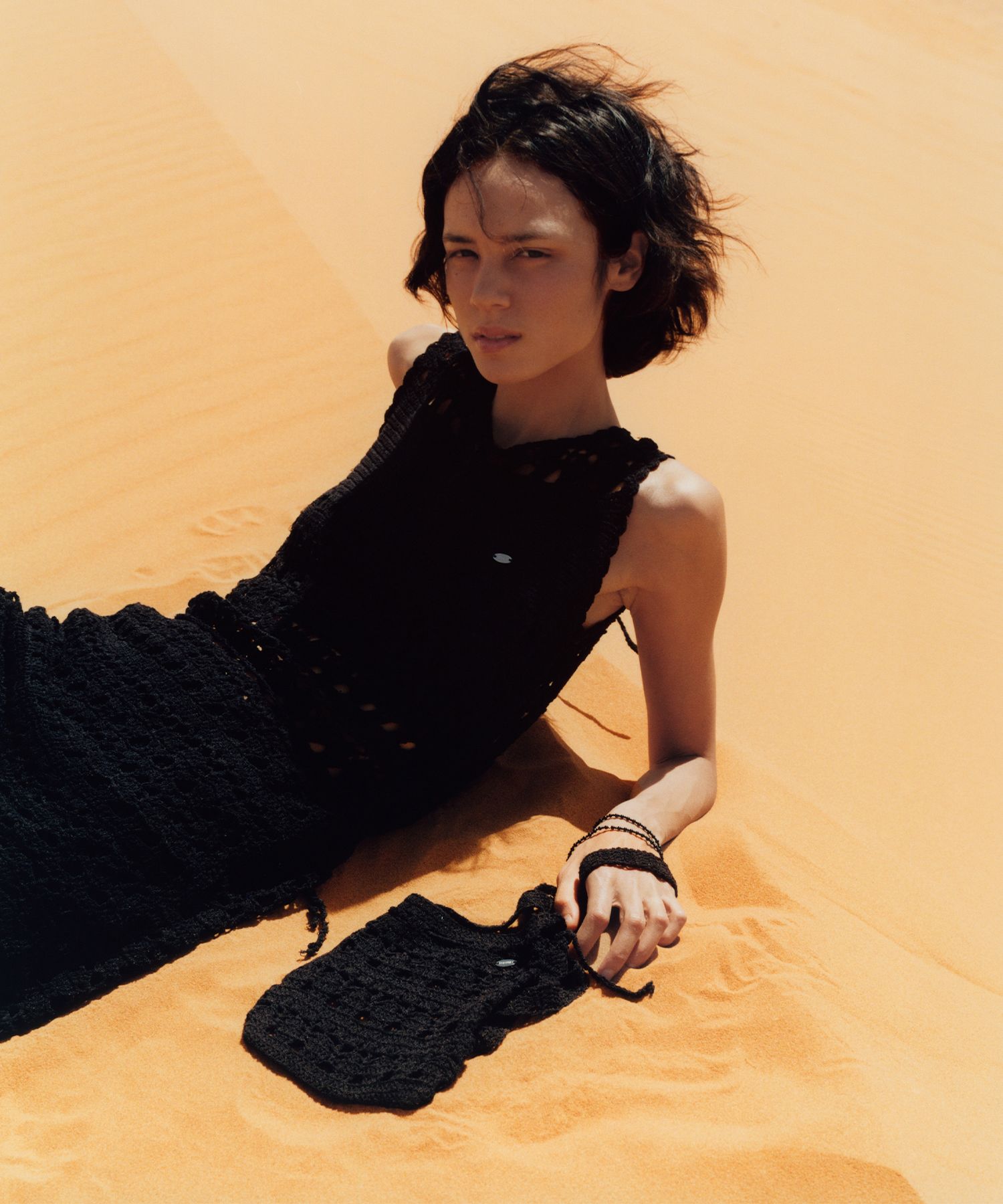 FOLNUA ♥ Airy Knit Long Dress Mini Bag Set /追跡付 MUSINSA公式 | FOLNUA AIRY KNIT LONG DRESS MINI BAG SET [BLACK]