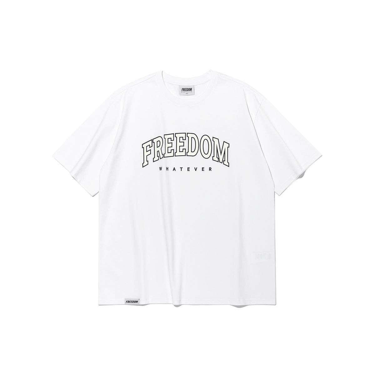 프리덤(FREEDOM) 아치로고 세미오버핏 티셔츠 (화이트)