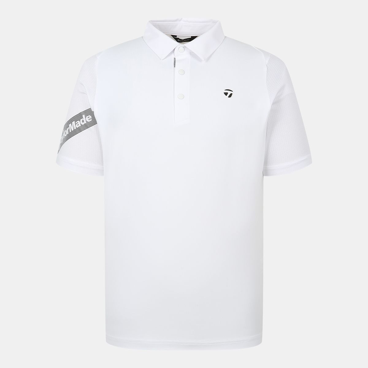 테일러메이드 어패럴(TAYLORMADE APPAREL) 남성 빅레터링 비대칭 소매 카라 반팔 티셔츠 TTO-22HG43-100