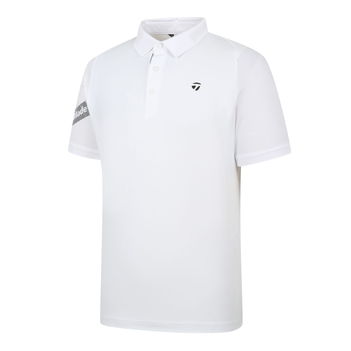 테일러메이드 어패럴(TAYLORMADE APPAREL) 남성 빅레터링 비대칭 소매 카라 반팔 티셔츠 TTO-22HG43-100