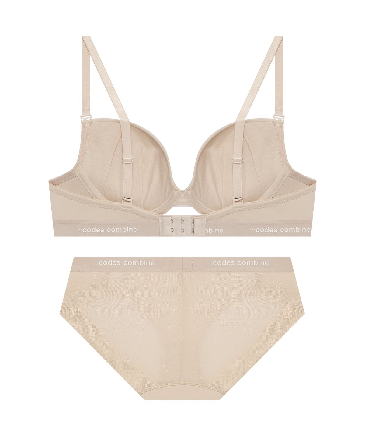 코데즈컴바인 이너웨어(CODES COMBINE INNERWEAR) [브라1+팬티2] 쉘론 톤온톤밴드 브라 햄팬티 세트_스킨