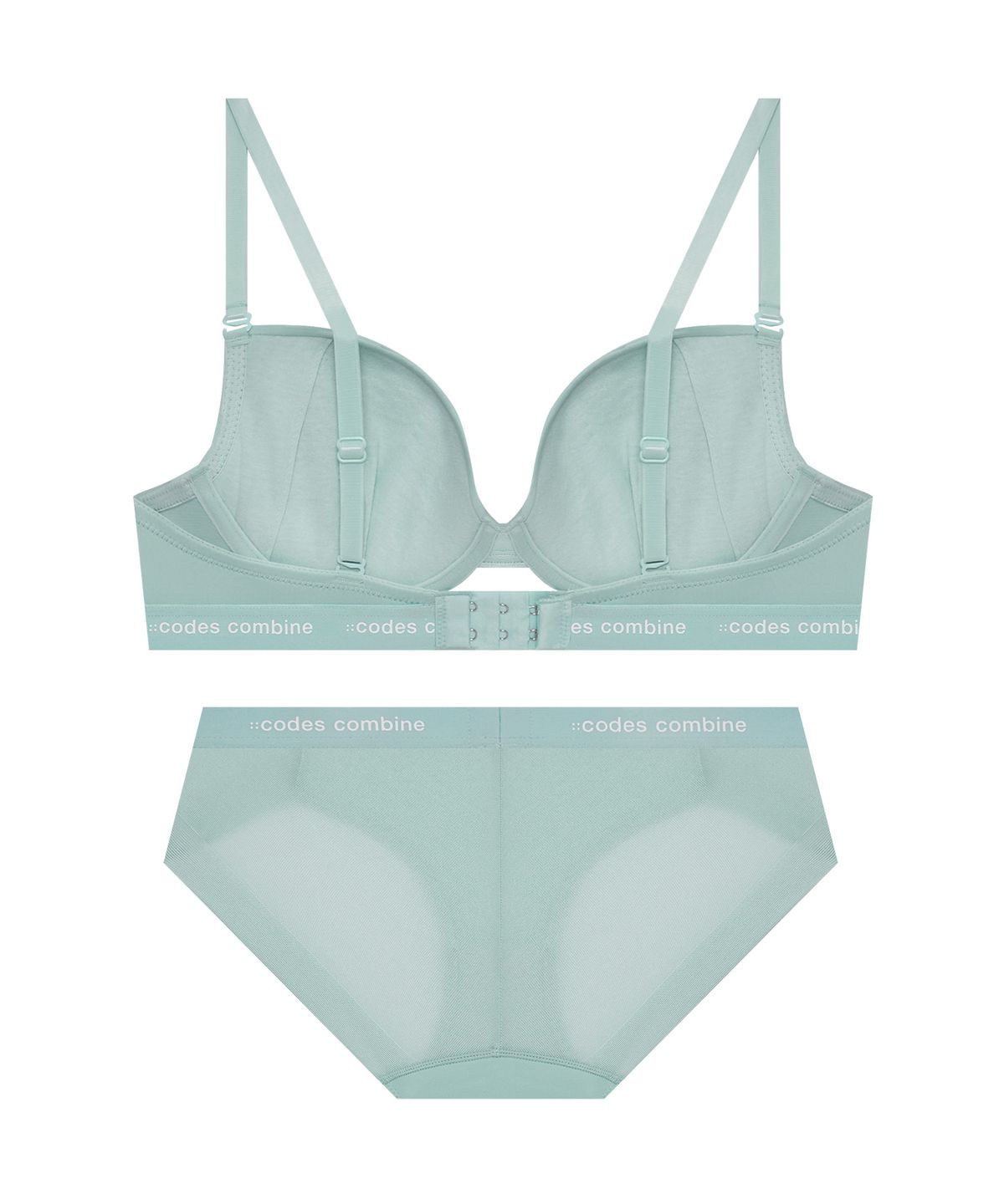 코데즈컴바인 이너웨어(CODES COMBINE INNERWEAR) [브라1+팬티2] 쉘론 톤온톤밴드 브라 햄팬티 세트_민트