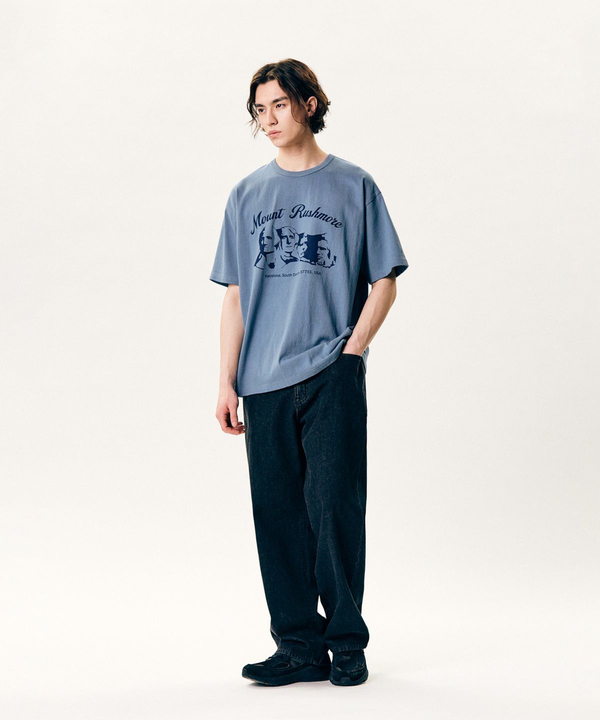 에스피오나지(ESPIONAGE) Mount Rushmore Heavyweight Tee Faded Blue